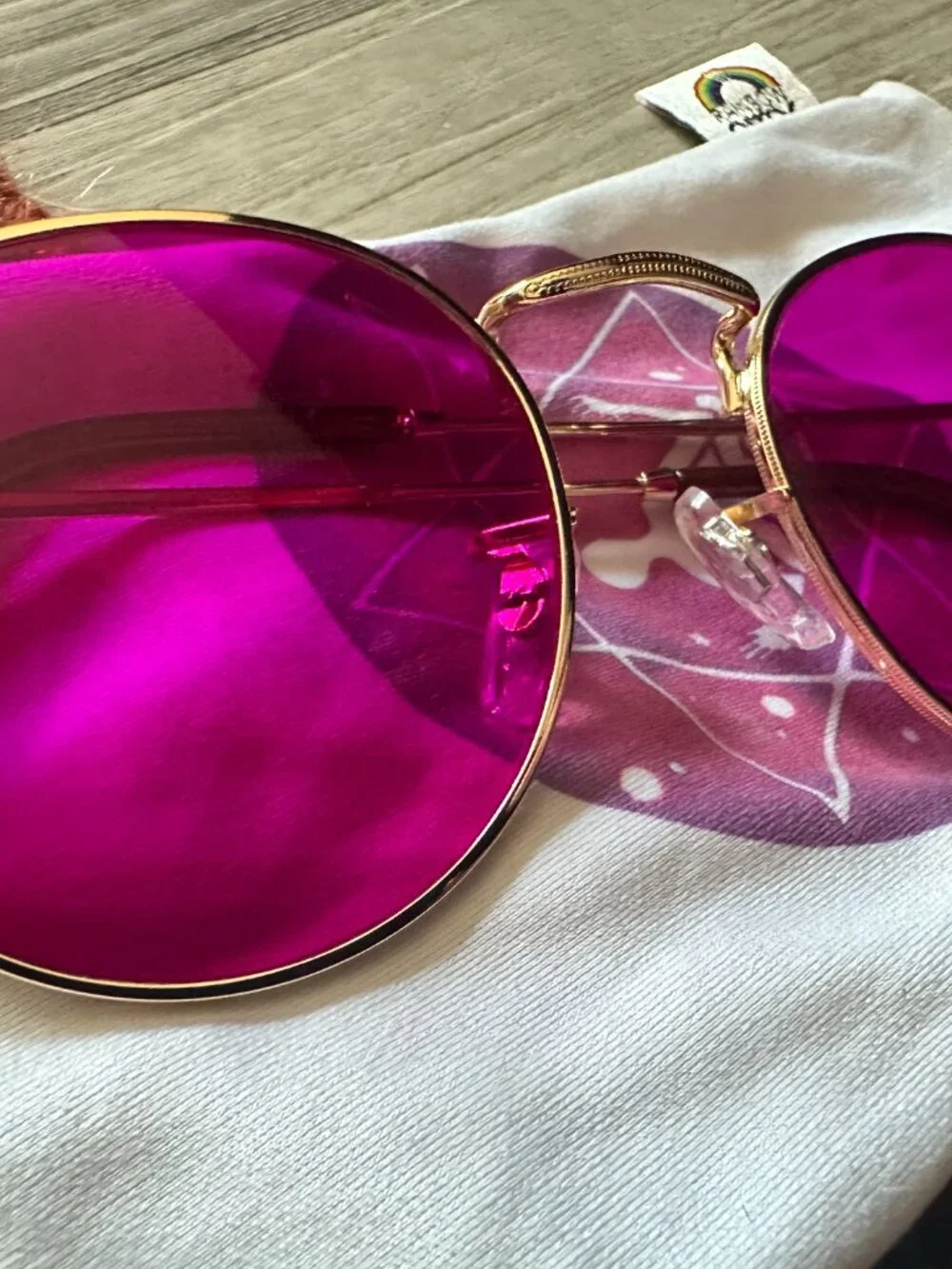 Rainbow Optx Round Wireframe Magenta Sunglasses